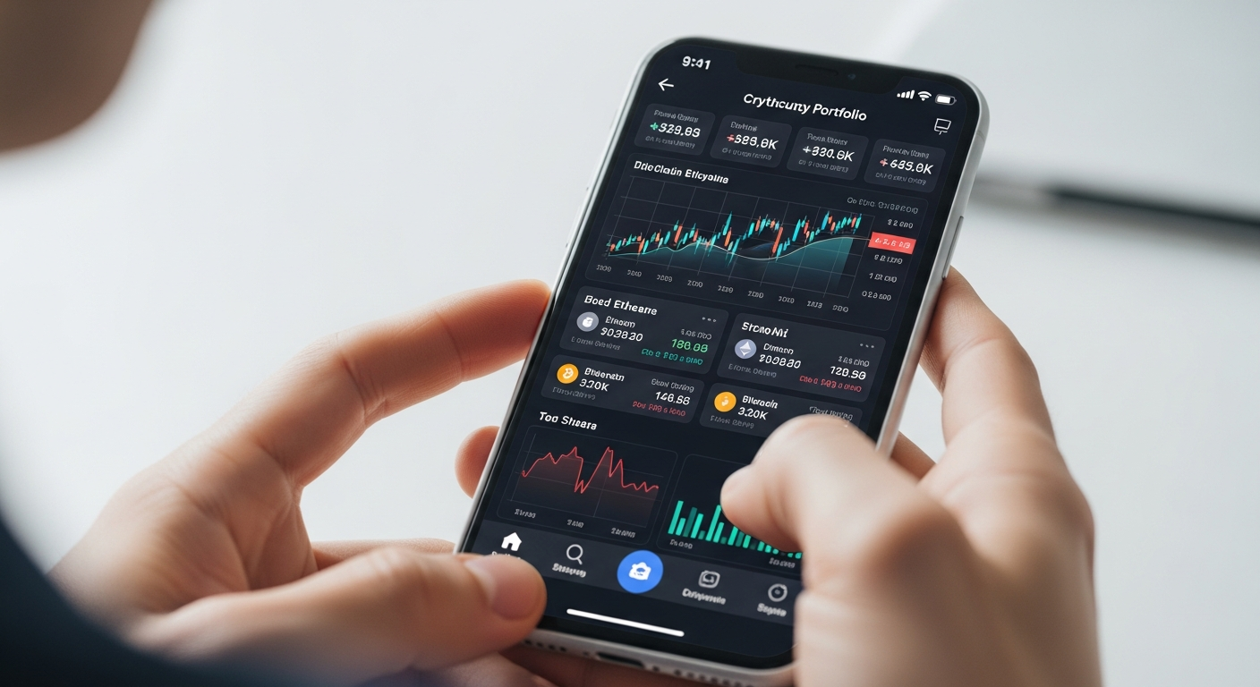 person holding smartphone showing cryptocurrency portfolio application