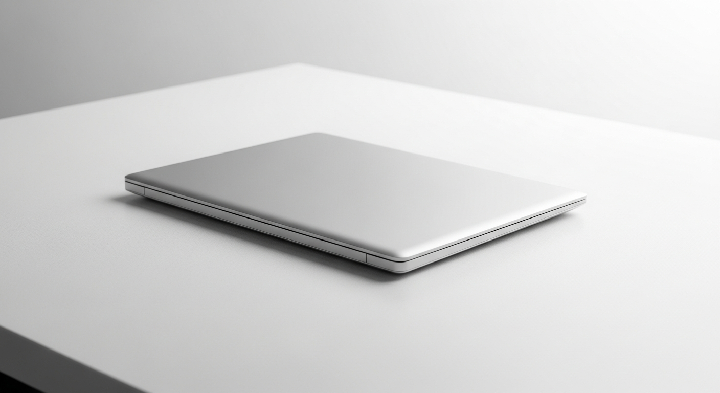 sleek silver ultrabook on white table