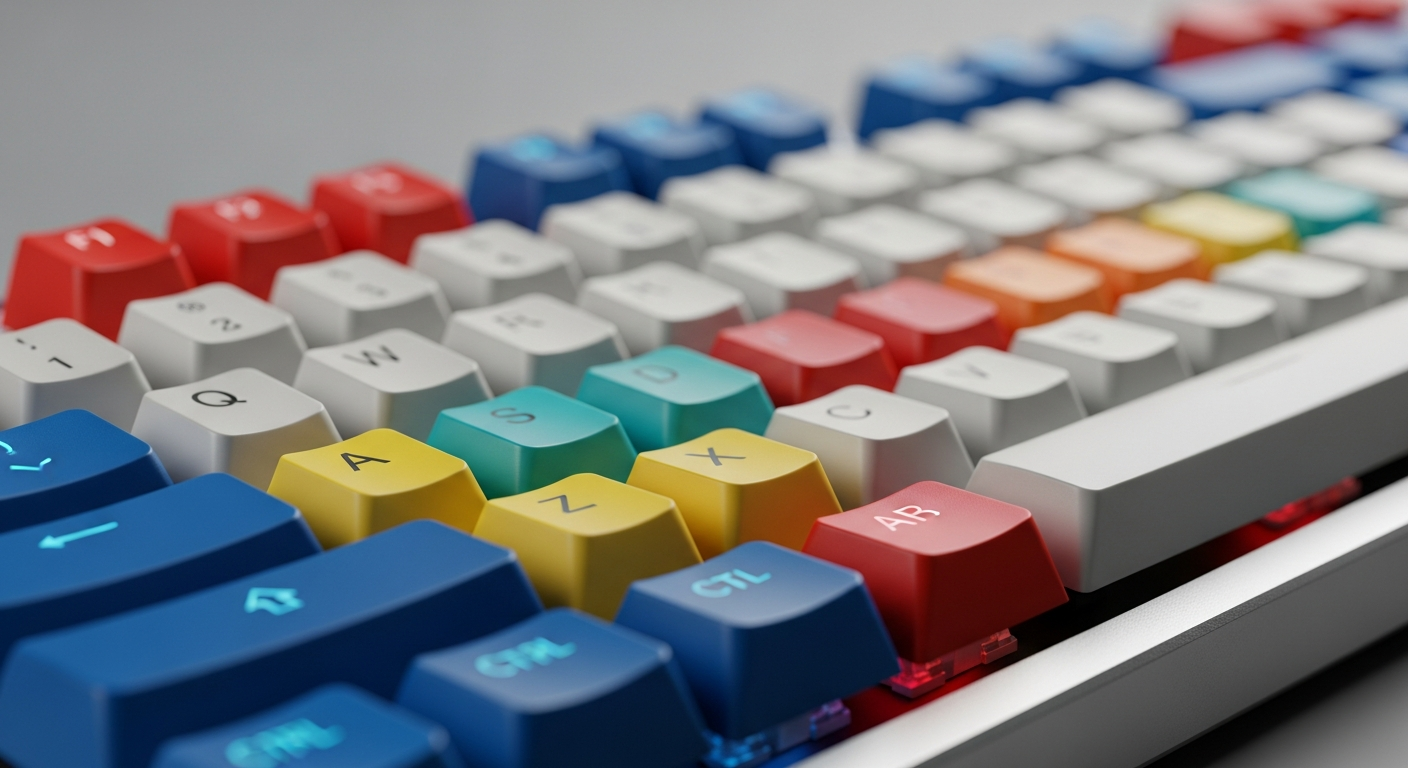 close up of colorful mechanical keyboard