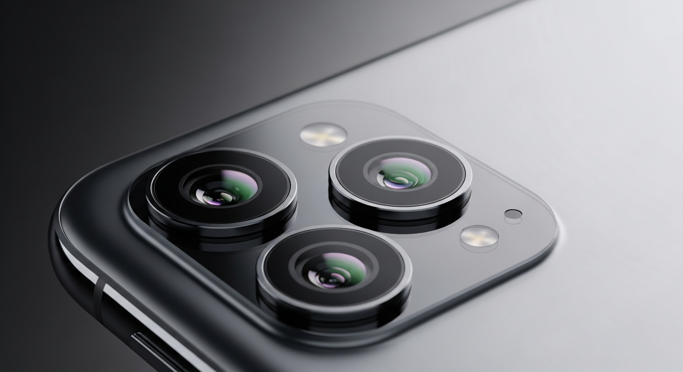 high tech smartphone macro shot showing camera lenses