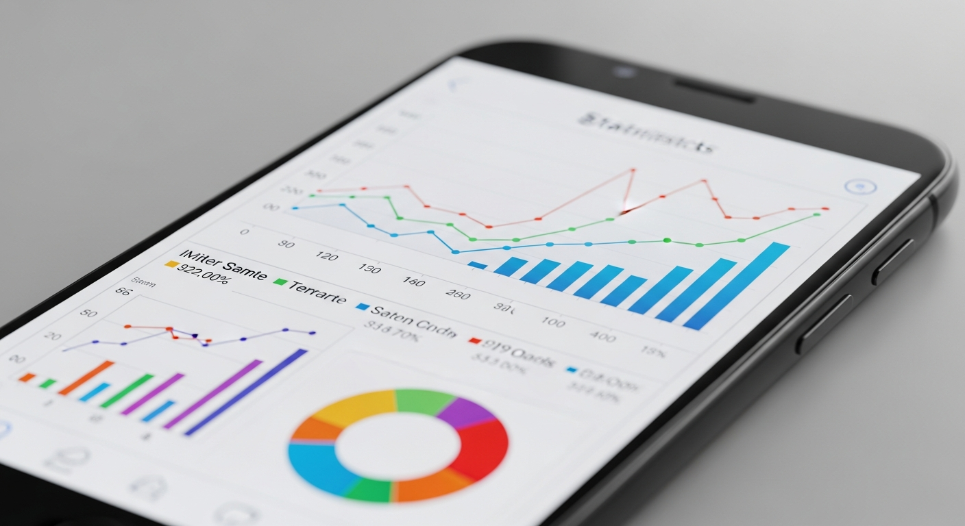 detailed smartphone screen displaying graph statistics