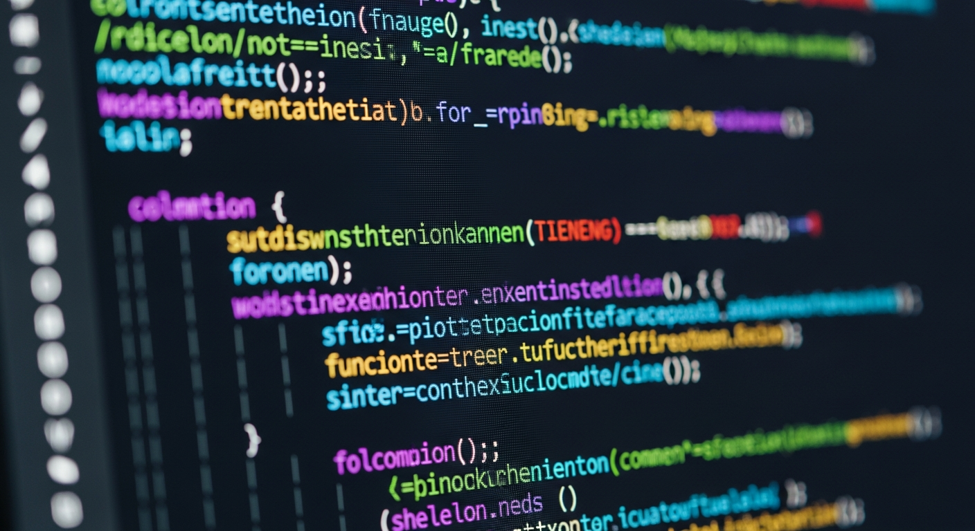 close up of computer screen displaying colorful code syntax