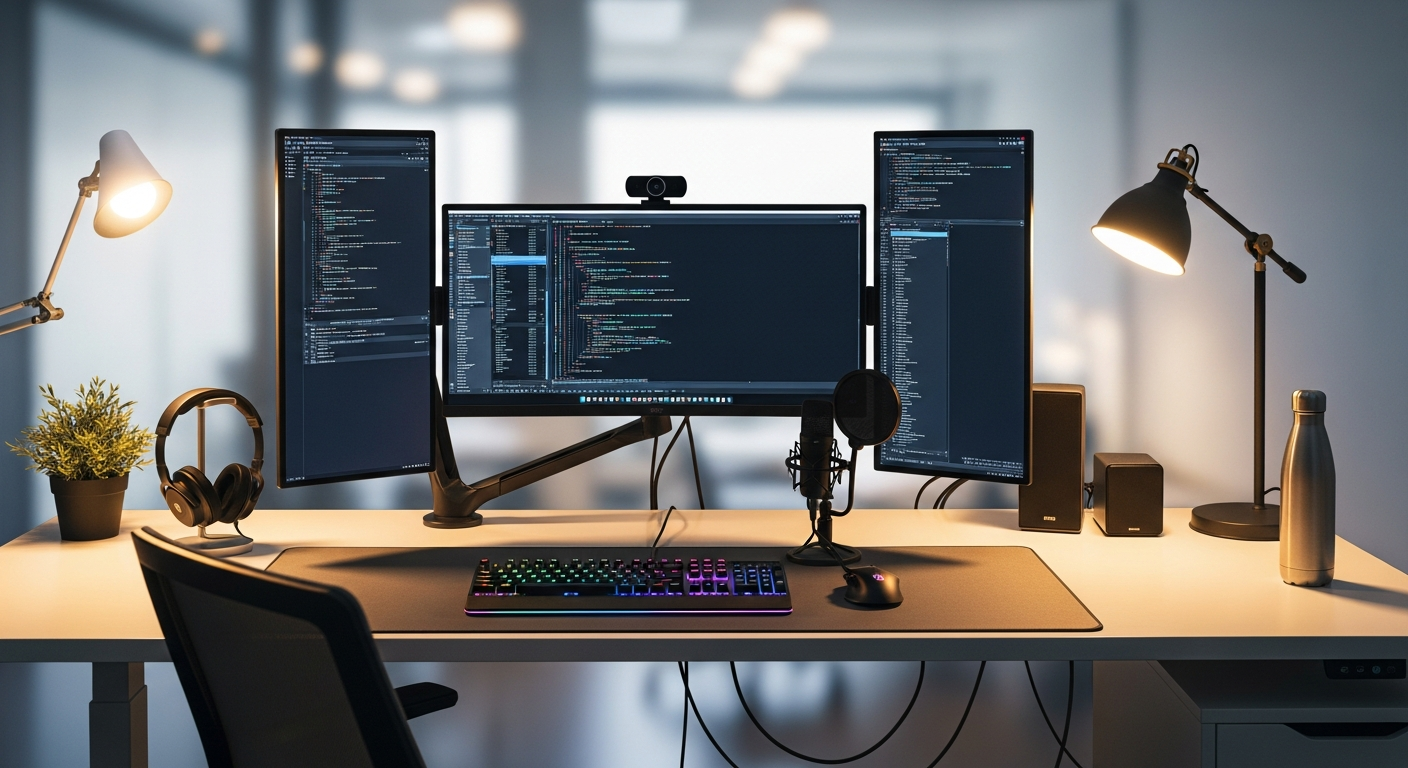 professional software developer desk setup