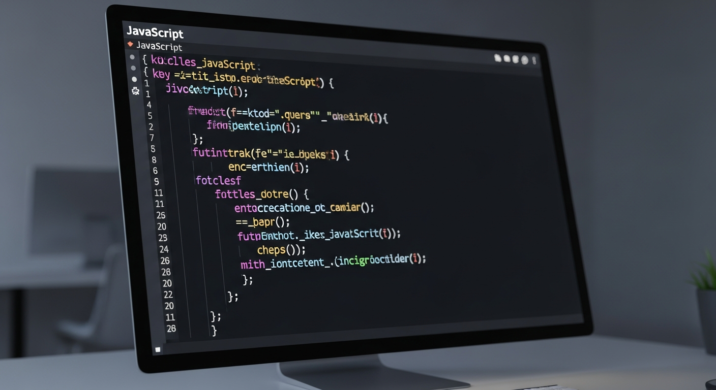 glowing computer screen displaying bright javascript syntax