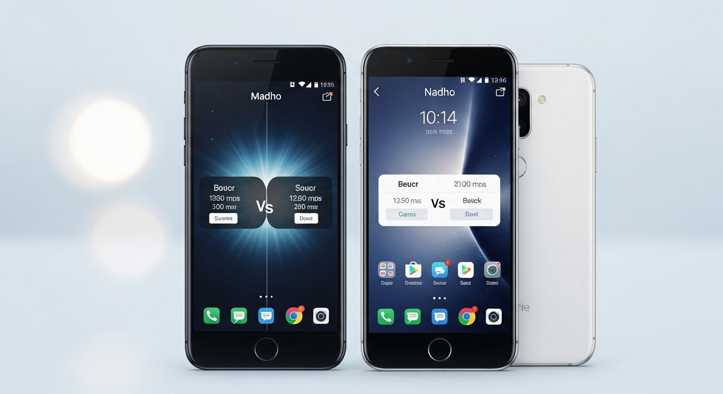 futuristic sleek smartphone glowing on desk