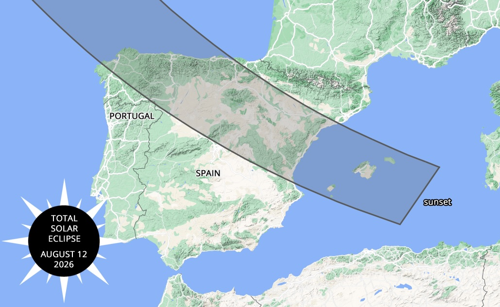 solar eclipse totality corona visible Spain 2026