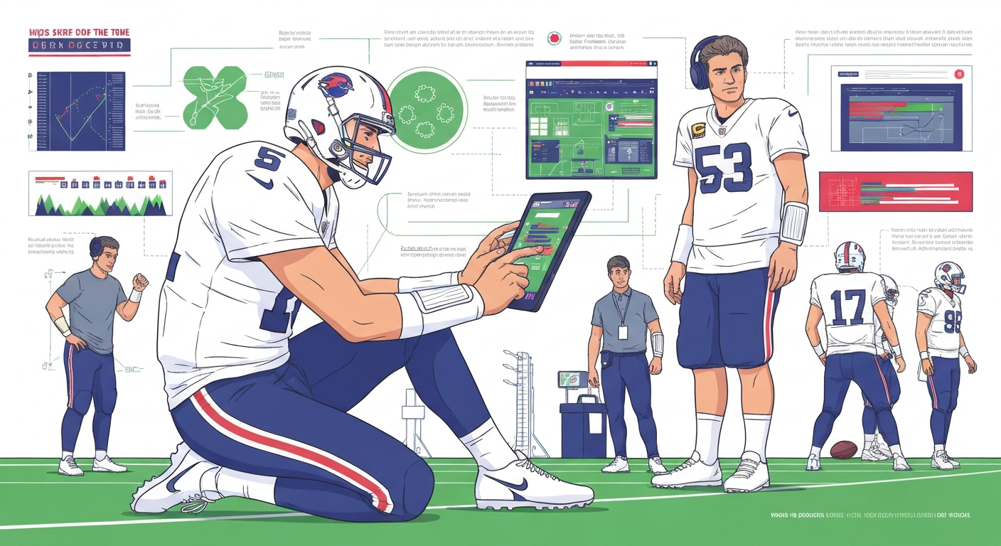 NFL quarterback film study tablet sideline coaching